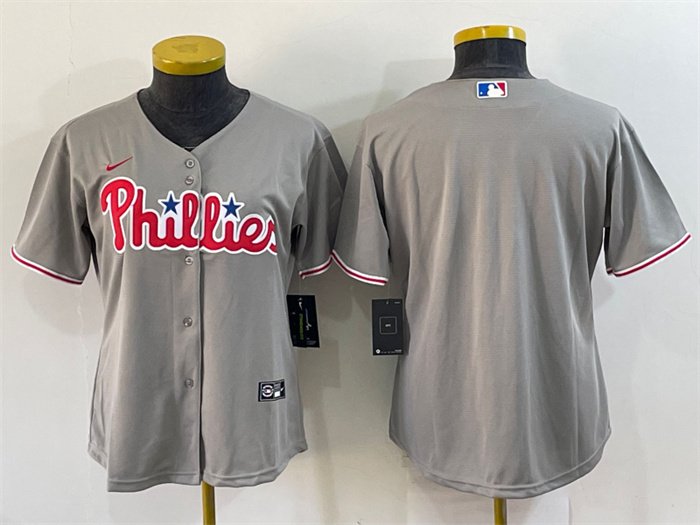 women's Baseball Philadelphia Phillies Uniform Blank Jerseys Gray Road Player Game lady Shirt