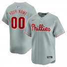 men's & youth Baseball Philadelphia Phillies 00 Custom name number Jerseys Gray Away Limited Shirt