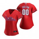 women's Baseball Philadelphia Phillies 00 Custom name number Jerseys Red Alternate lady Shirt