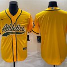 men's & youth Baseball Oakland Athletics Uniform Blank Jerseys Yellow CoolBase Player Shirt