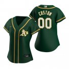 women's Baseball Oakland Athletics 00 Custom name number Jerseys Green Alternate Player lady Shirt