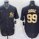 men's & youth Baseball NYY Team Uniform 99 Aaron Judge Jerseys Black Gold CoolBase Shirt