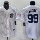 men's & youth Baseball NYY Team Uniform 99 Aaron Judge Jerseys White Patch CoolBase Player Shirt