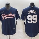 men's & youth Baseball NYY Team Uniform 99 Aaron Judge Jerseys Navy CoolBase Player Shirt