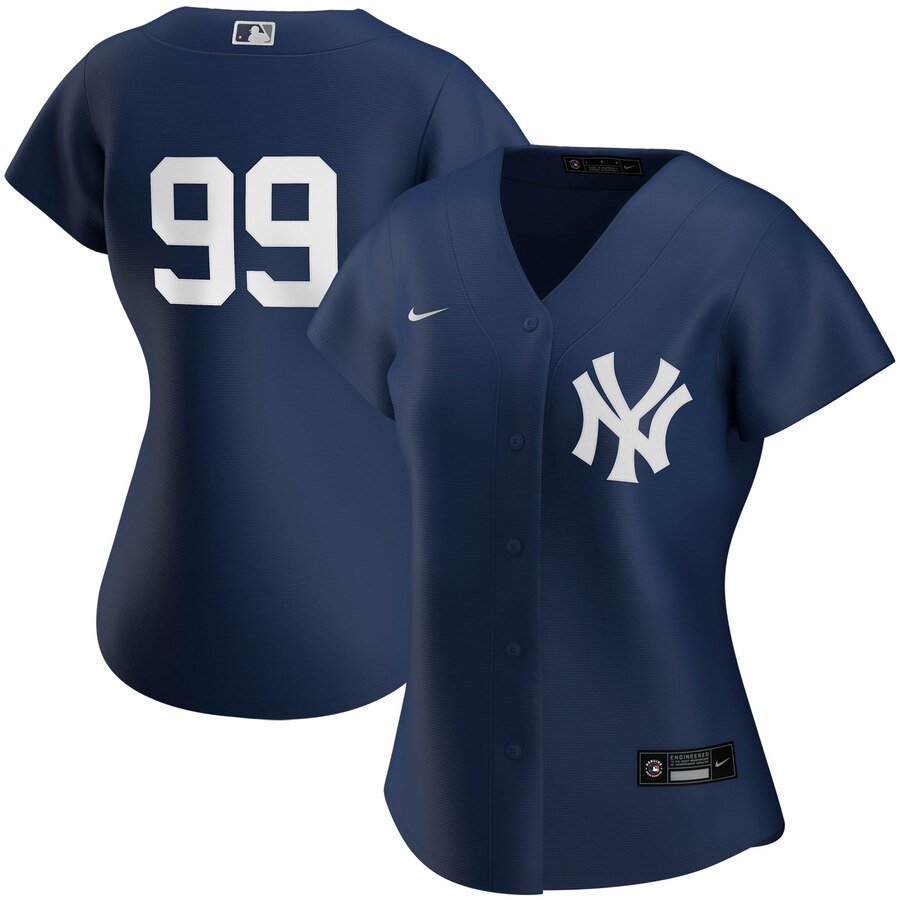 women's Baseball NYY Team Uniform 99 Aaron Judge Jerseys Navy Alternate Player Game lady Shirt
