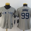women's Baseball NYY Team Uniform 99 Aaron Judge Jerseys Gray Road Player Game lady Shirt