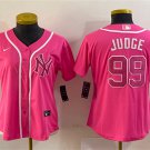 women's Baseball NYY Team Uniform 99 Aaron Judge Jerseys Pink CoolBase Player lady Shirt