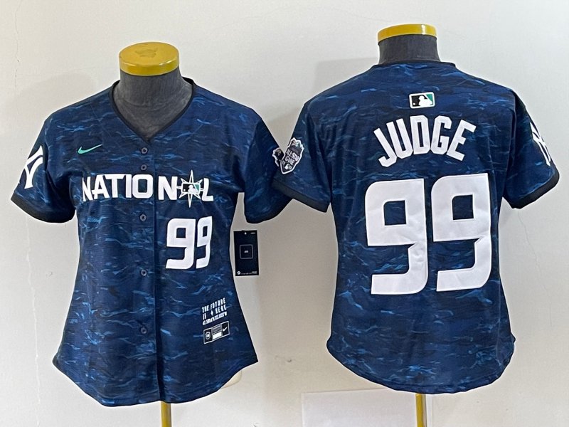 women's Baseball NYY Team Uniform 99 Aaron Judge Jerseys Navy 2023 All-Star Game Limited lady Shirt