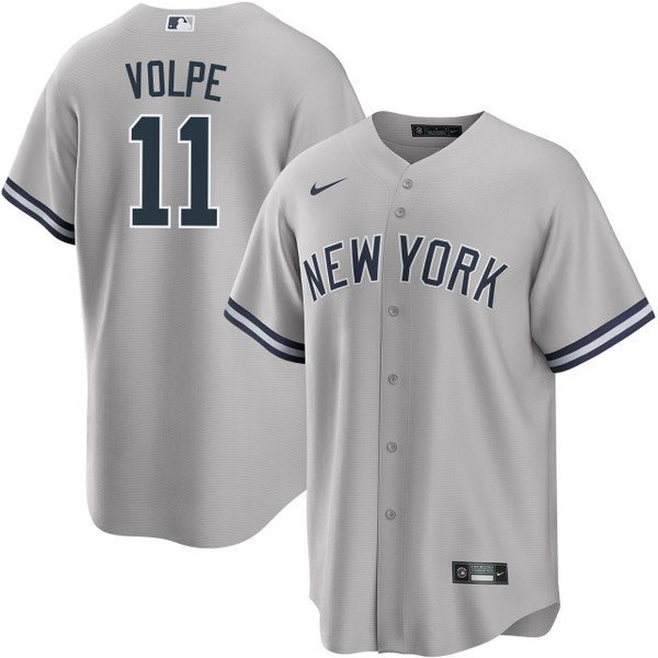 men's & youth Baseball NYY Team Uniform 11 Anthony Volpe Jerseys Gray Road Player Game Shirt