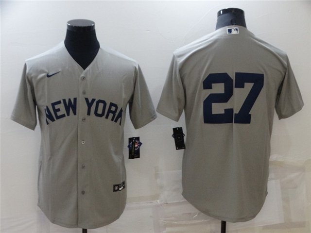 men's & youth Baseball NYY Team Uniform 27 Giancarlo Stanton Jerseys Gray Away Player Game Shirt