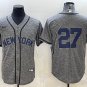 men's & youth Baseball NYY Team Uniform 27 Giancarlo Stanton Jerseys Grey Gridiron Cool Player Shirt