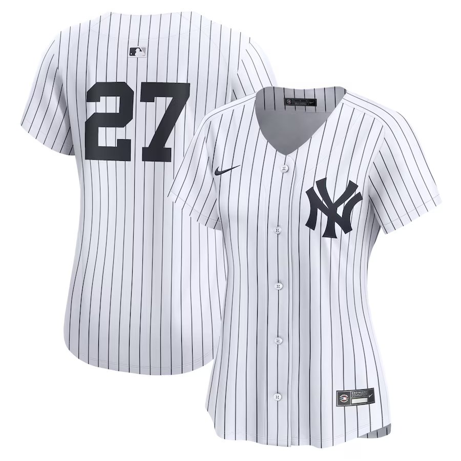 women's Baseball NYY Team Uniform 27 Giancarlo Stanton Jerseys White Home Limited Player lady Shirt