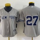 women's Baseball NYY Team Uniform 27 Giancarlo Stanton Jerseys Gray Road Player Game lady Shirt