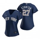 women's Baseball NYY Team Uniform 27 Giancarlo Stanton Jerseys Navy Alternate Player Game lady Shirt