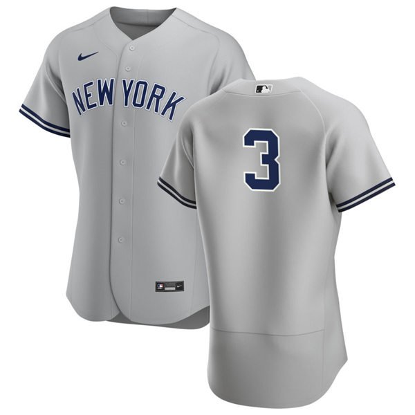 men's & youth Baseball NYY Team Uniform 3 Babe Ruth Jerseys Gray Road Player Elite Shirt