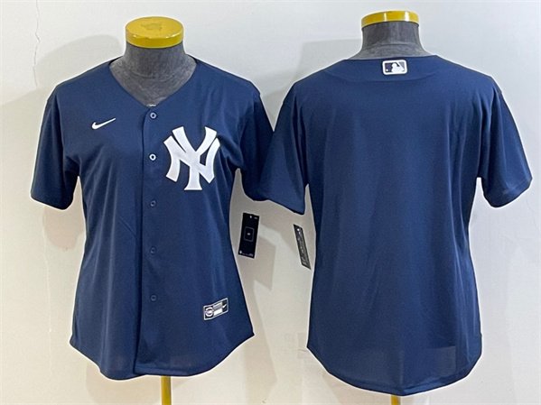 women's Baseball New York Yankees Uniform Blank Jerseys Navy Alternate Player Game lady Shirt