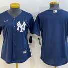 women's Baseball New York Yankees Uniform Blank Jerseys Navy Alternate Player Game lady Shirt