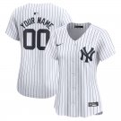 women's Baseball New York Yankees 00 Custom name number Jerseys White Home Limited lady Shirt