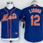 men's & youth Baseball NYM Team Uniform 12 Francisco Lindor Jerseys Royal Alternate Player Shirt