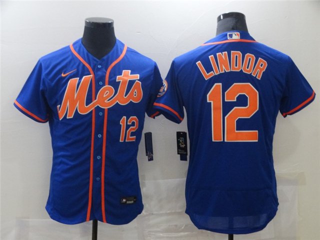 men's & youth Baseball NYM Team Uniform 12 Francisco Lindor Jerseys Royal Alternate Elite Shirt