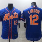 men's & youth Baseball NYM Team Uniform 12 Francisco Lindor Jerseys Royal Alternate Elite Shirt