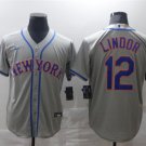 men's & youth Baseball NYM Team Uniform 12 Francisco Lindor Jerseys Gray Road Player Game Shirt