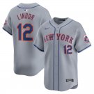 men's & youth Baseball NYM Team Uniform 12 Francisco Lindor Jerseys Gray Away Limited Player Shirt