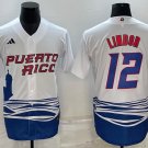 men's & youth Puerto Rico Uniform 12 Francisco Lindor Jerseys White 2023 World Game Baseball Shirt