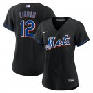 women's Baseball NYM Team Uniform 12 Francisco Lindor Jerseys 2022 Black Alternate lady Shirt