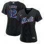 women's Baseball NYM Team Uniform 12 Francisco Lindor Jerseys 2022 Black Alternate lady Shirt