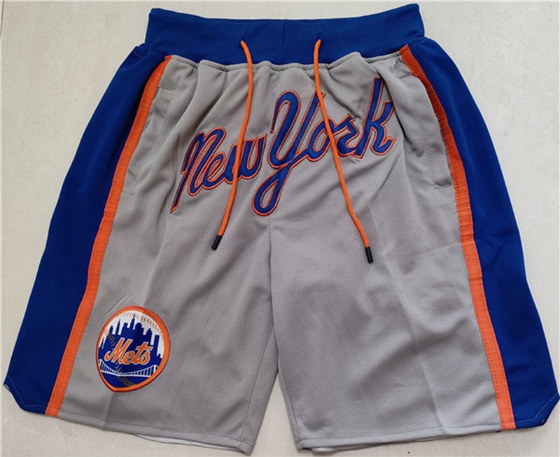 men's New York Mets Gray Just Don Pocket Zipper Baseball Shorts