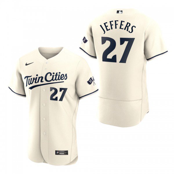 men's & youth Baseball MinTC Team Uniform 27 Ryan Jeffers Jerseys 2023 Cream Alternate Elite Shirt