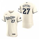 men's & youth Baseball MinTC Team Uniform 27 Ryan Jeffers Jerseys 2023 Cream Alternate Elite Shirt