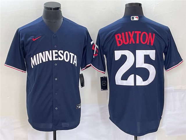 men's & youth Baseball MinTC Team Uniform 25 Byron Buxton Jerseys 2023 Navy Alternate Player Shirt