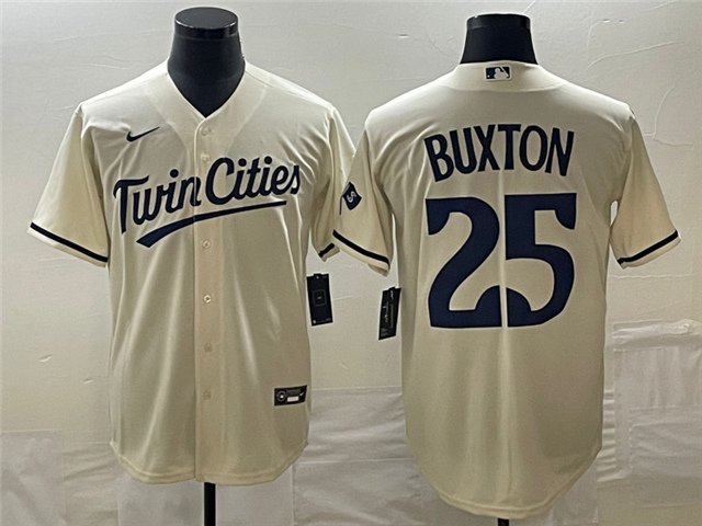 men's & youth Baseball MinTC Team Uniform 25 Byron Buxton Jerseys 2023 Cream Alternate Player Shirt