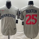 men's & youth Baseball MinTC Team Uniform 25 Byron Buxton Jerseys 2023 Gray Pinstripe Player Shirt