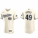 men's & youth Baseball MinTC Team Uniform 49 Pablo López Jerseys 2023 Cream Alternate Elite Shirt