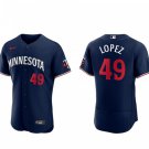 men's & youth Baseball MinTC Team Uniform 49 Pablo López Jerseys 2023 Navy Alternate Elite Shirt