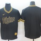 men's & youth Baseball Minnesota Twins Uniform Blank Jerseys Black Gold Cooperstown V Neck Shirt