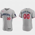men's & youth Baseball Minnesota Twins 00 Custom name number Jerseys Gray Road Player Elite Shirt