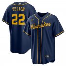 men's & youth Baseball MIL Team Uniform 22 Christian Yelich Jerseys Navy Alternate Player Game Shirt