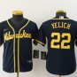 men's & youth Baseball MIL Team Uniform 22 Christian Yelich Jerseys Navy Alternate Player Game Shirt