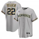 men's & youth Baseball MIL Team Uniform 22 Christian Yelich Jerseys Gray Alternate Player Game Shirt