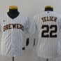 men's & youth Baseball MIL Team Uniform 22 Christian Yelich Jerseys White Alternate Player Shirt
