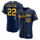 men's & youth Baseball MIL Team Uniform 22 Christian Yelich Jerseys Navy Alternate Elite Shirt