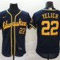 men's & youth Baseball MIL Team Uniform 22 Christian Yelich Jerseys Navy Alternate Elite Shirt