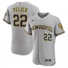 men's & youth Baseball MIL Team Uniform 22 Christian Yelich Jerseys Gray Alternate Elite Shirt