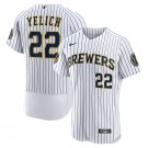 men's & youth Baseball MIL Team Uniform 22 Christian Yelich Jerseys White Alternate Elite Shirt