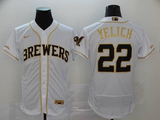 men's & youth Baseball MIL Team Uniform 22 Christian Yelich Jerseys White Golded Edition Elite Shirt