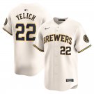 men's & youth Baseball MIL Team Uniform 22 Christian Yelich Jerseys Cream Home Limited Player Shirt